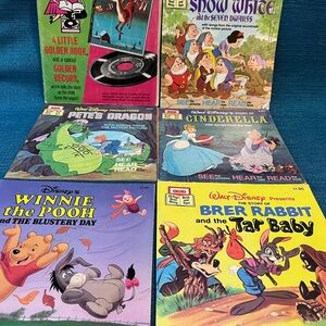 Walt Disney stories. Pete’s dragon,Cinderella, Snow White, Brer Rabbit, poohbear